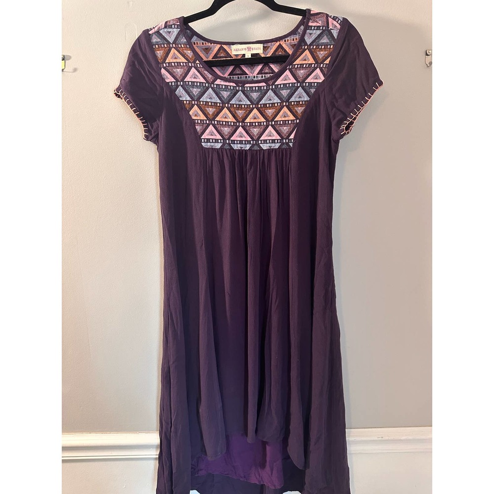 Altar'd State Fiesta High Low Embroidered Purple Dress-Small